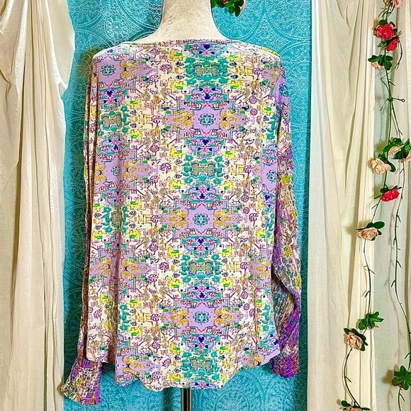 Anthropologie Colorful Floral Embroidered Tunic Boho Top - Picture 5 of 9
